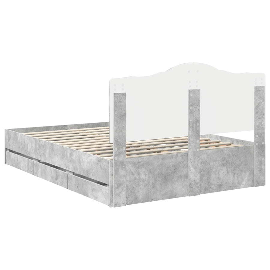 Bedframe met lade Betongrijs 160 x 200 cm Ingenieurshout