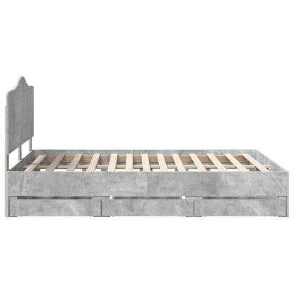 Bedframe met lade Betongrijs 160 x 200 cm Ingenieurshout