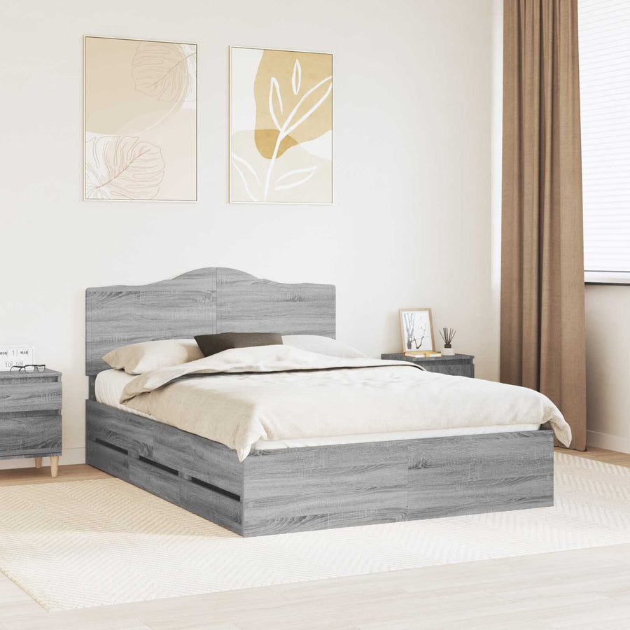 Bedframe met lade Grijze Sonoma 160 x 200 cm Ingenieurshout