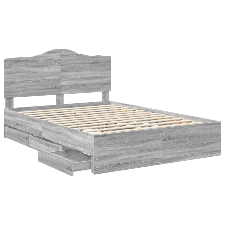 Bedframe met lade Grijze Sonoma 160 x 200 cm Ingenieurshout