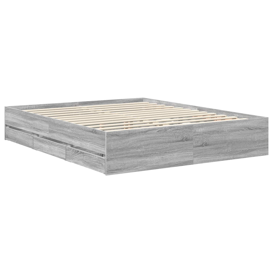 Bedframe met lade Grijze Sonoma 160 x 200 cm Ingenieurshout