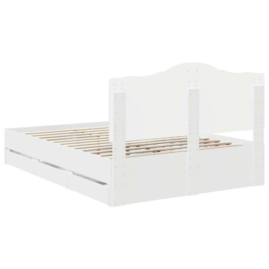 Bedframe met lade met opslag Wit 150 x 200 cm Ingenieurshout