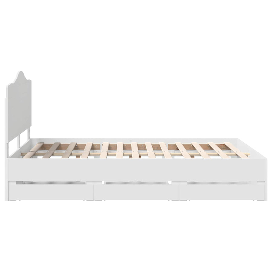 Bedframe met lade met opslag Wit 150 x 200 cm Ingenieurshout