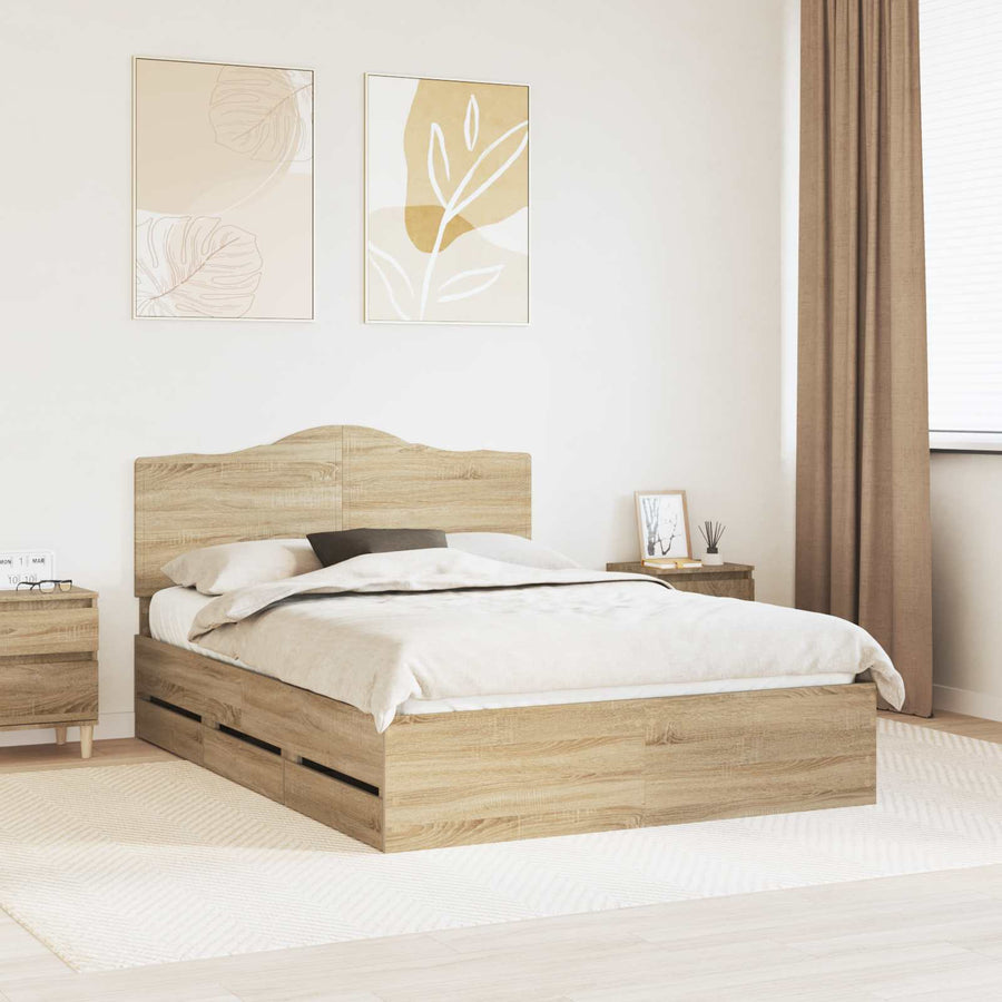 Bedframe met lade Sonoma Eiken 150 x 200 cm Ingenieurshout