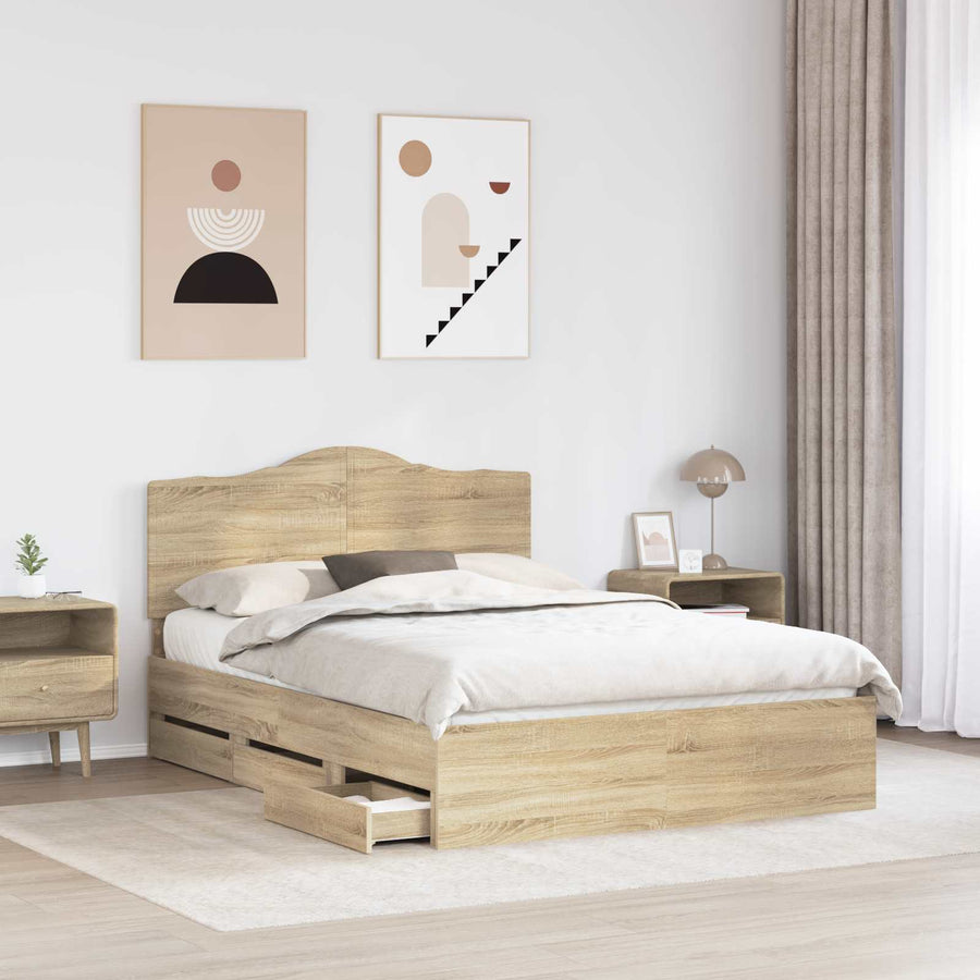 Bedframe met lade Sonoma Eiken 150 x 200 cm Ingenieurshout