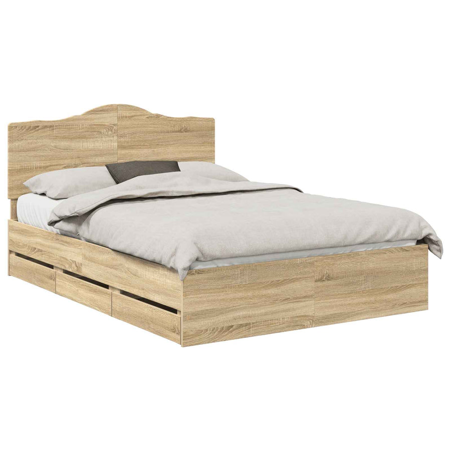 Bedframe met lade Sonoma Eiken 150 x 200 cm Ingenieurshout