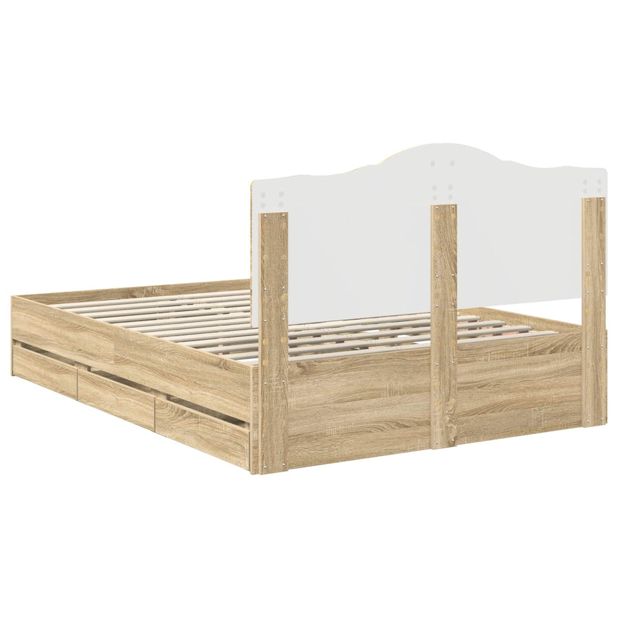 Bedframe met lade Sonoma Eiken 150 x 200 cm Ingenieurshout
