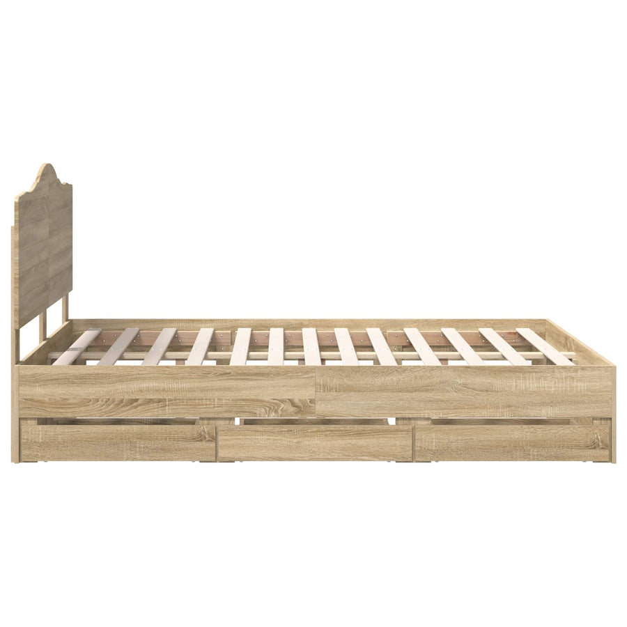 Bedframe met lade Sonoma Eiken 150 x 200 cm Ingenieurshout