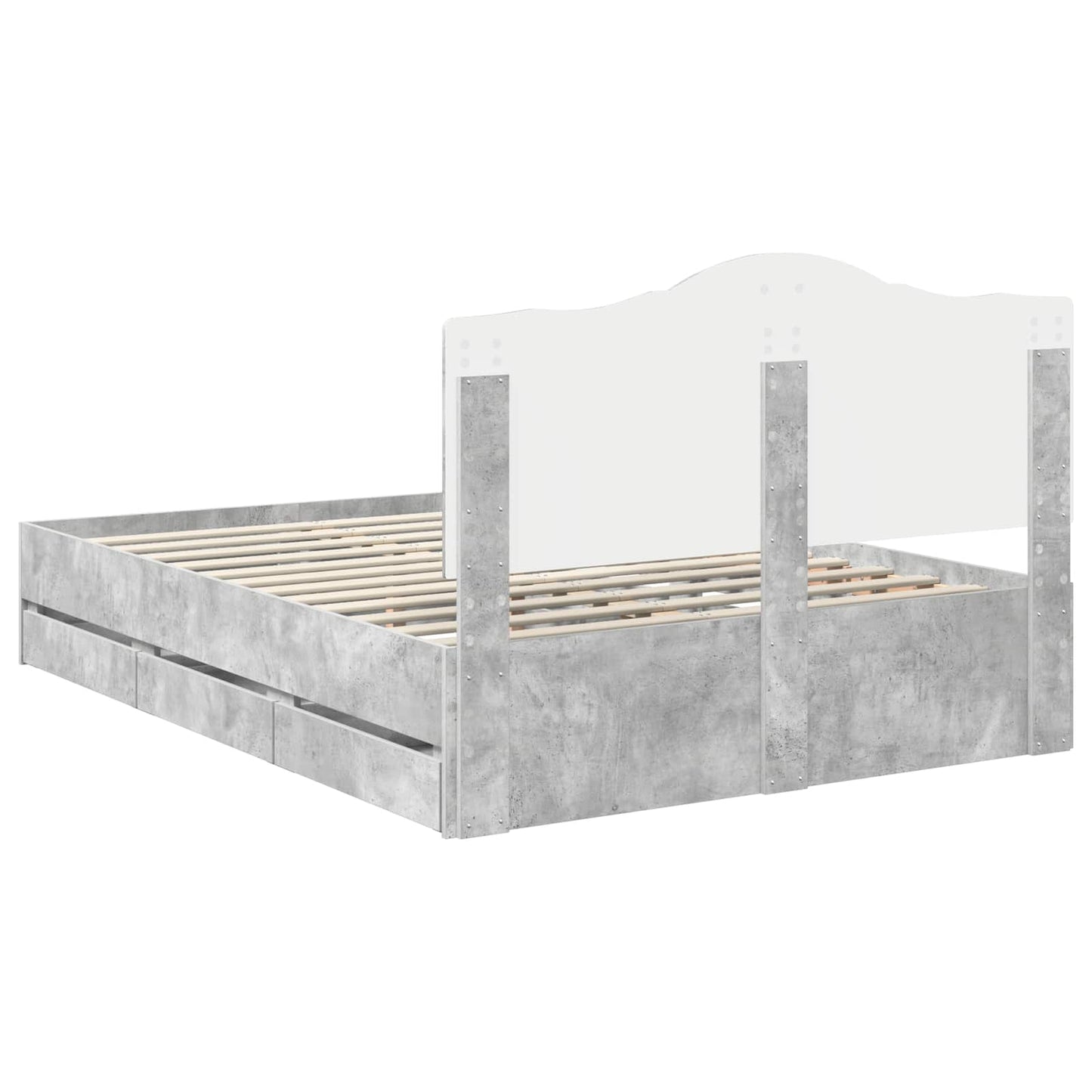 Bedframe met lade Betongrijs 150 x 200 cm Ingenieurshout