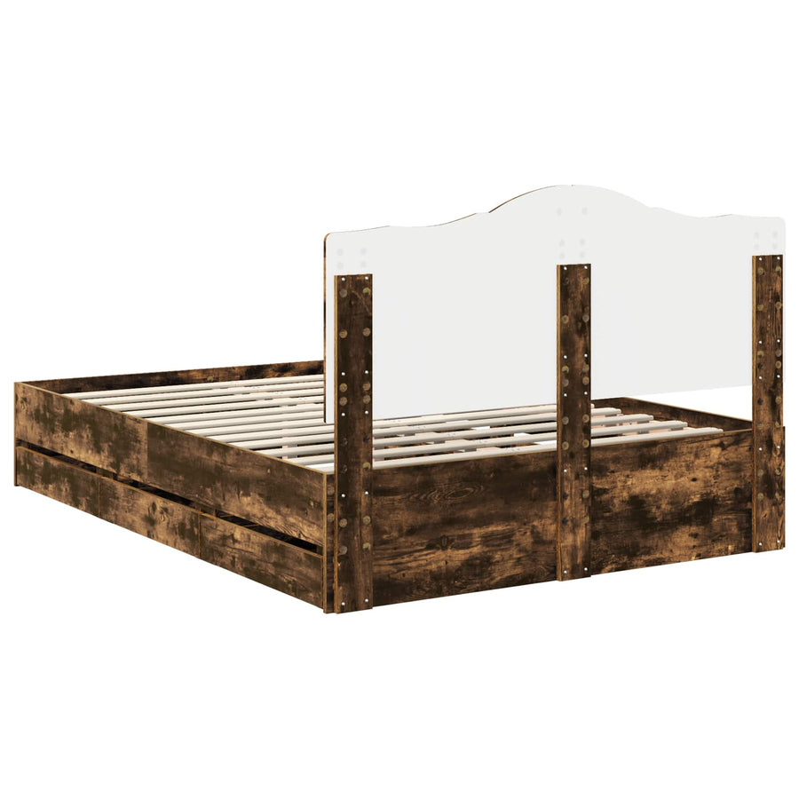 Bedframe met lade Gerookte Eik 150 x 200 cm Ingenieurshout