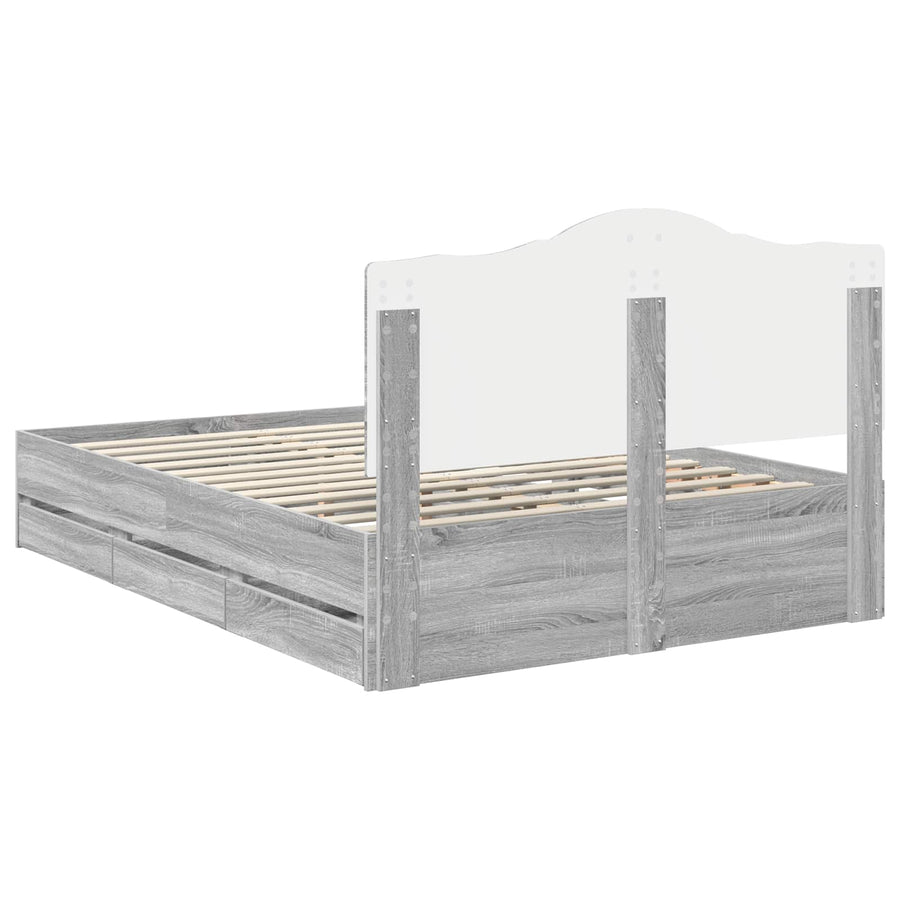 Bedframe met lade Grijze Sonoma 150 x 200 cm Ingenieurshout