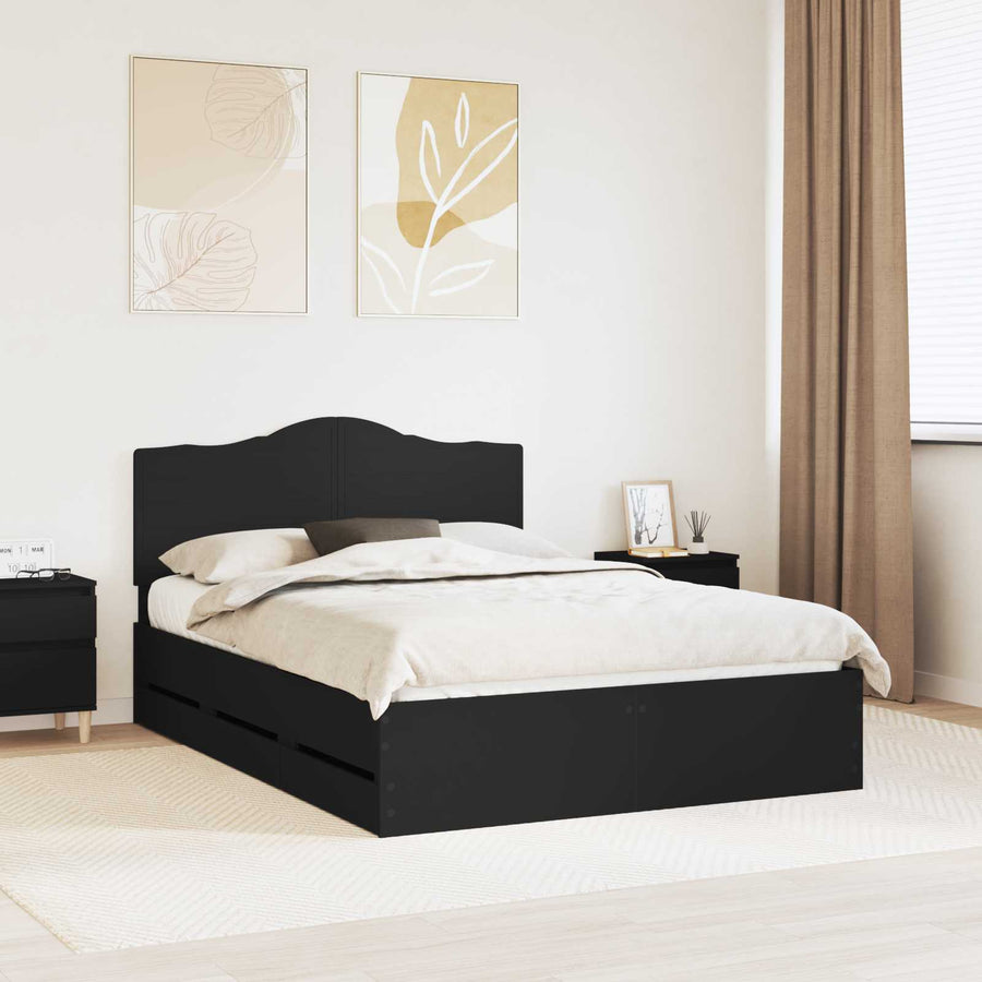 Bedframe met lade met opslag Zwart 140 x 200 cm Ingenieurshout