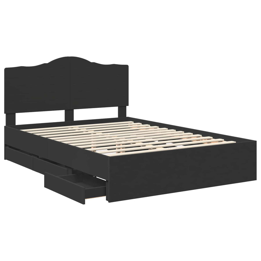 Bedframe met lade met opslag Zwart 140 x 200 cm Ingenieurshout