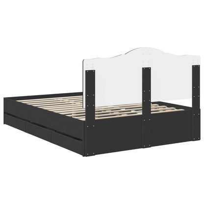 Bedframe met lade met opslag Zwart 140 x 200 cm Ingenieurshout