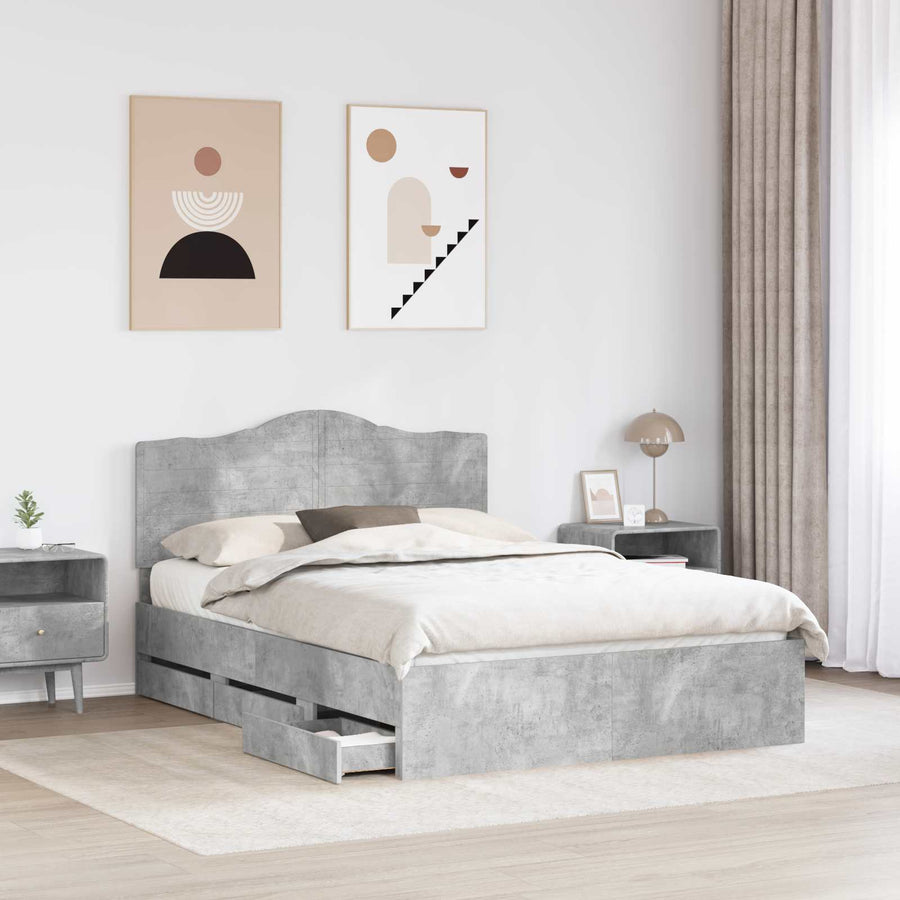 Bedframe met lade Beton Grijs 140 x 200 cm Ingenieurshout