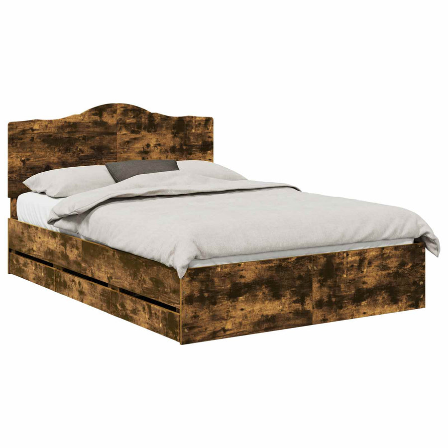 Bedframe met lade Gerookt eiken 140 x 200 cm Ingenieurshout