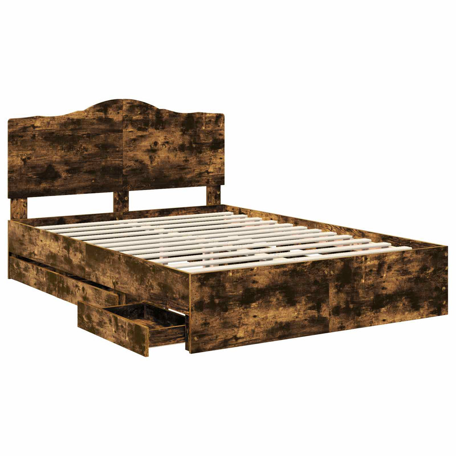 Bedframe met lade Gerookt eiken 140 x 200 cm Ingenieurshout