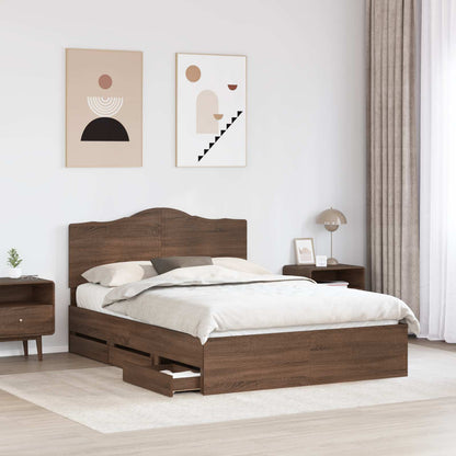 Bedframe met lade Bruine eik 140 x 200 cm Ingenieurshout