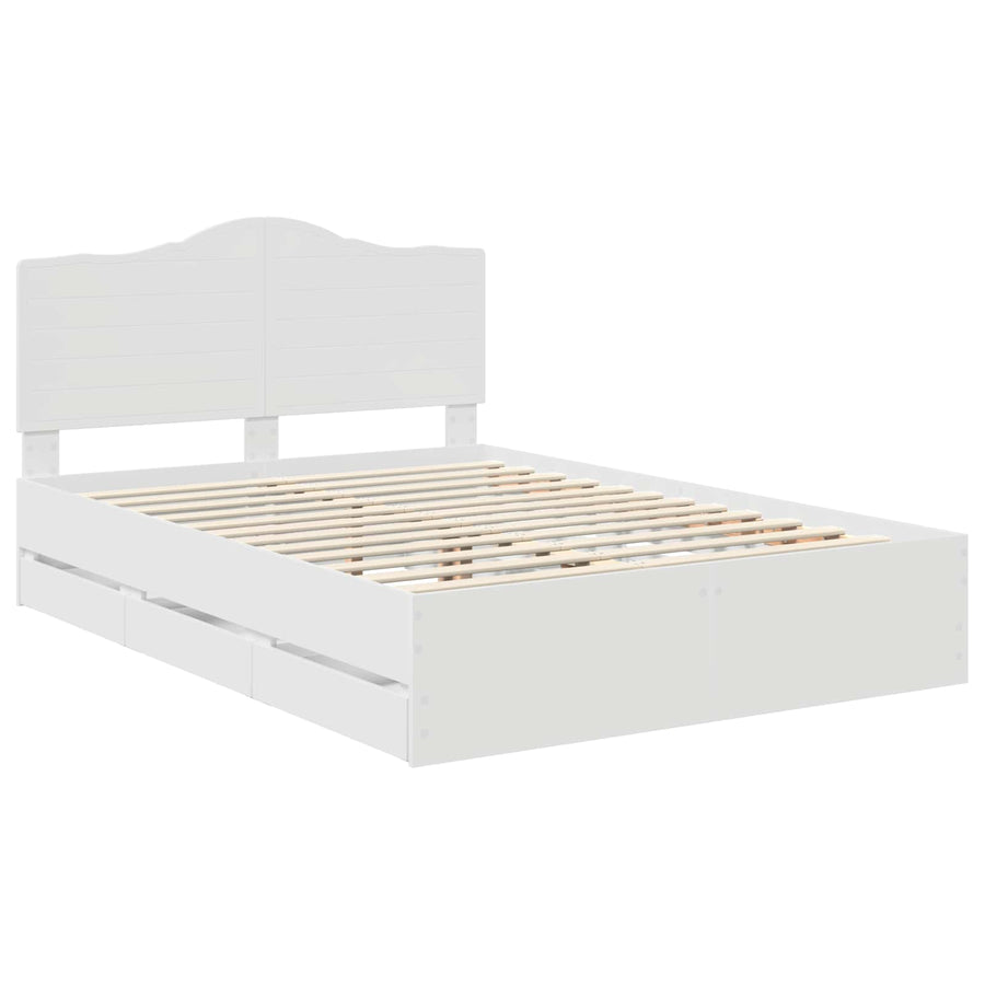 Bedframe met lade met opslag Wit 140 x 190 cm Ingenieurshout