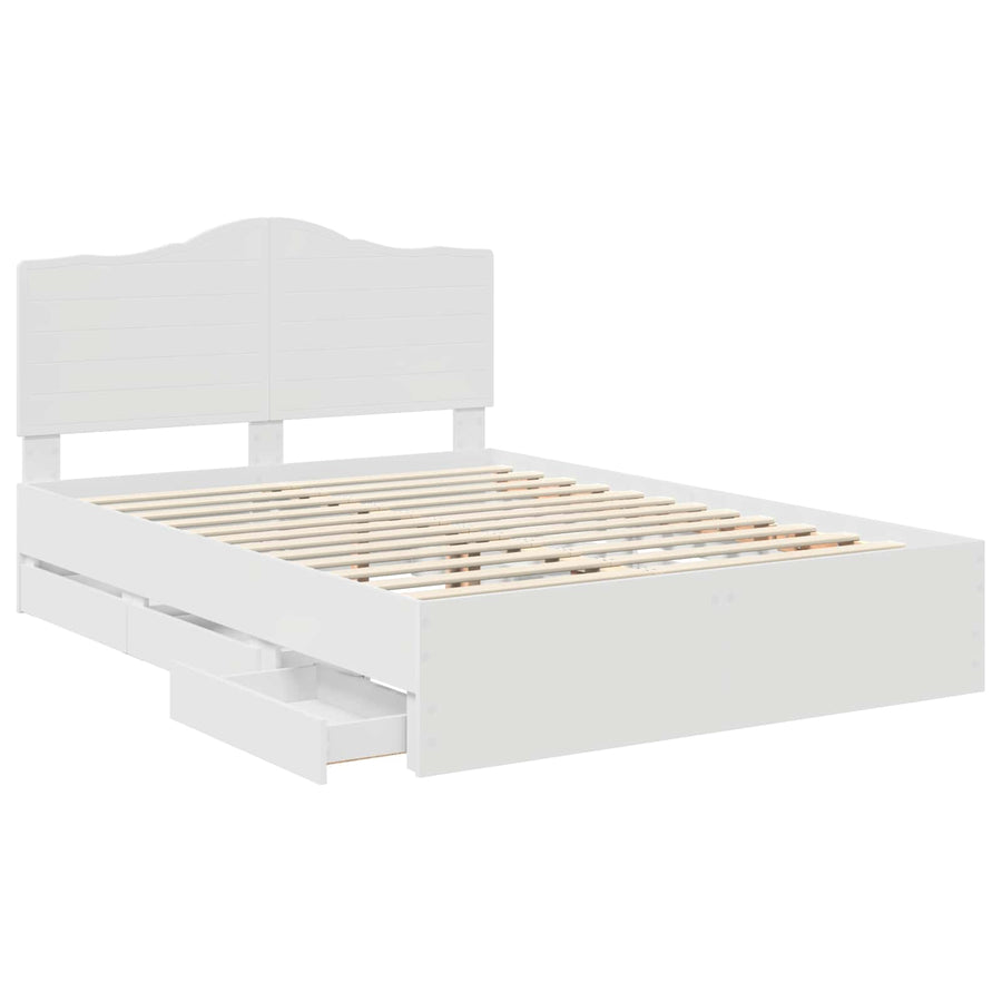 Bedframe met lade met opslag Wit 140 x 190 cm Ingenieurshout