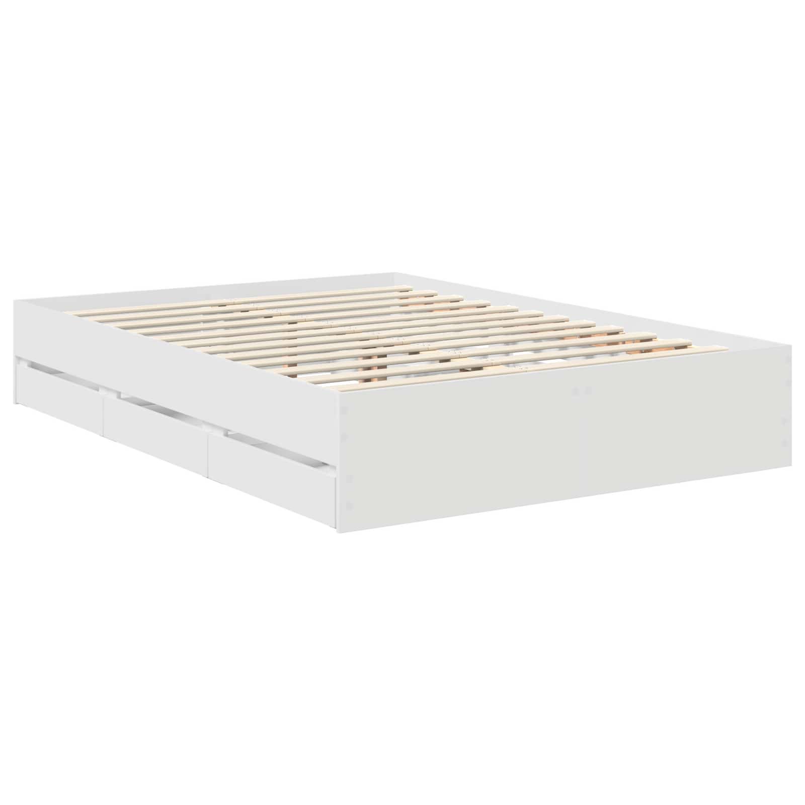 Bedframe met lade met opslag Wit 140 x 190 cm Ingenieurshout
