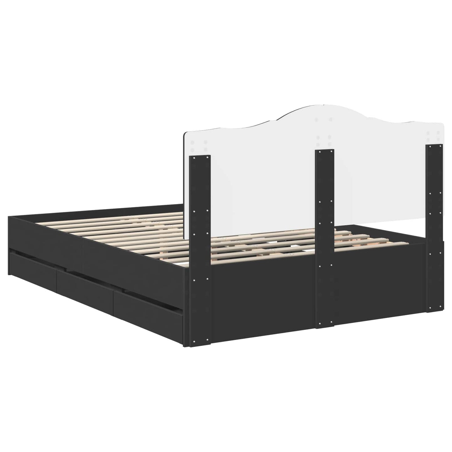 Bedframe met lade met opslag Zwart 140 x 190 cm Ingenieurshout