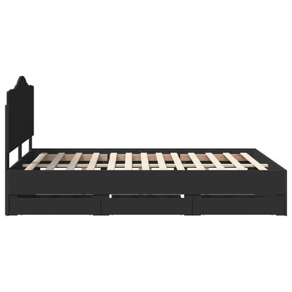 Bedframe met lade met opslag Zwart 140 x 190 cm Ingenieurshout