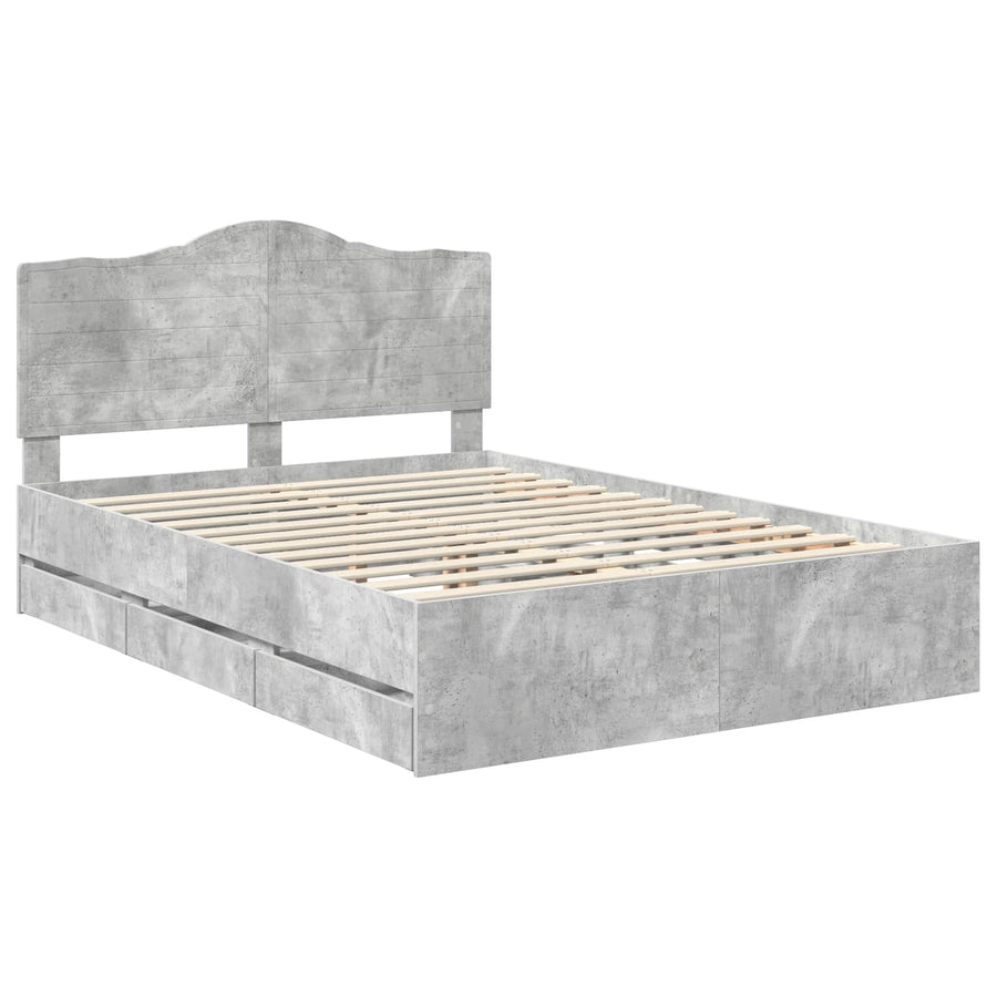 Bedframe met lade Beton Grijs 140 x 190 cm Ingenieurshout