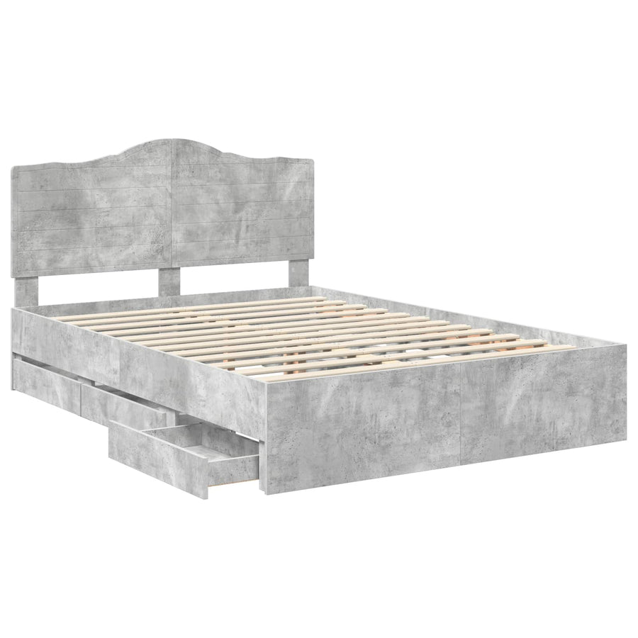 Bedframe met lade Beton Grijs 140 x 190 cm Ingenieurshout