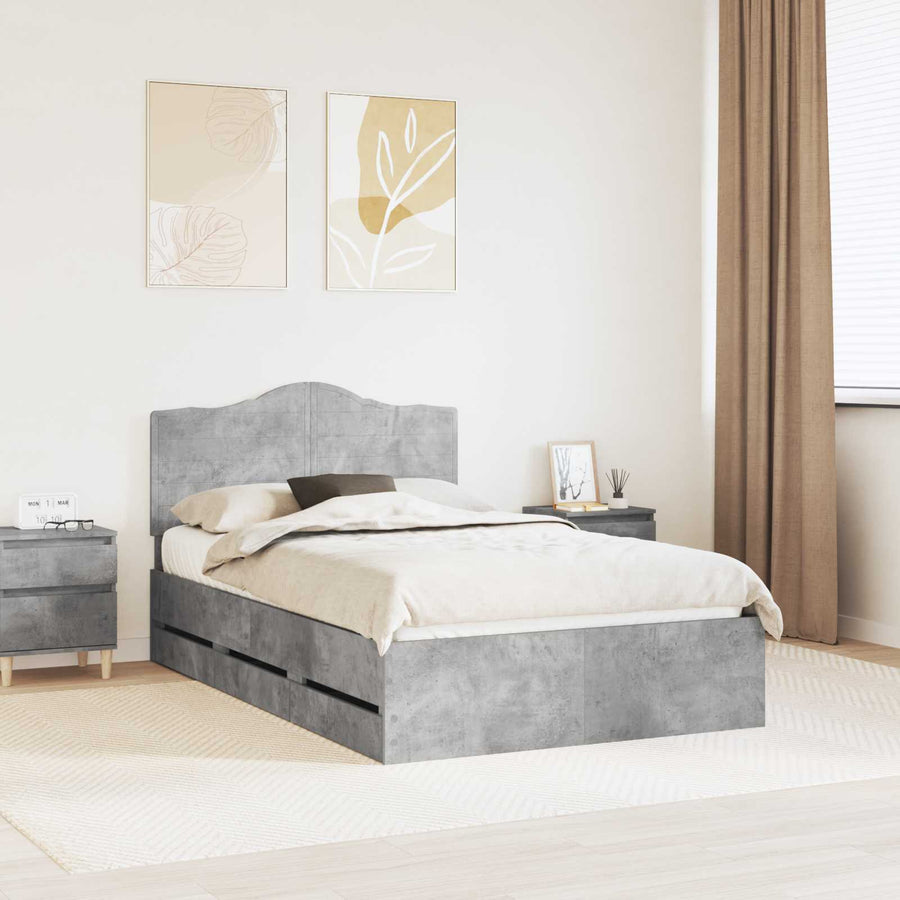 Bedframe met lade Beton Grijs 135 x 190 cm Ingenieurshout
