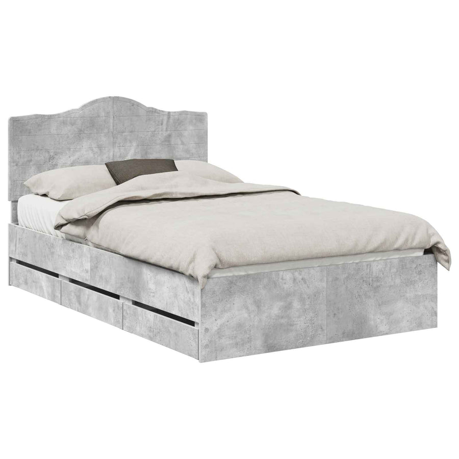 Bedframe met lade Beton Grijs 135 x 190 cm Ingenieurshout