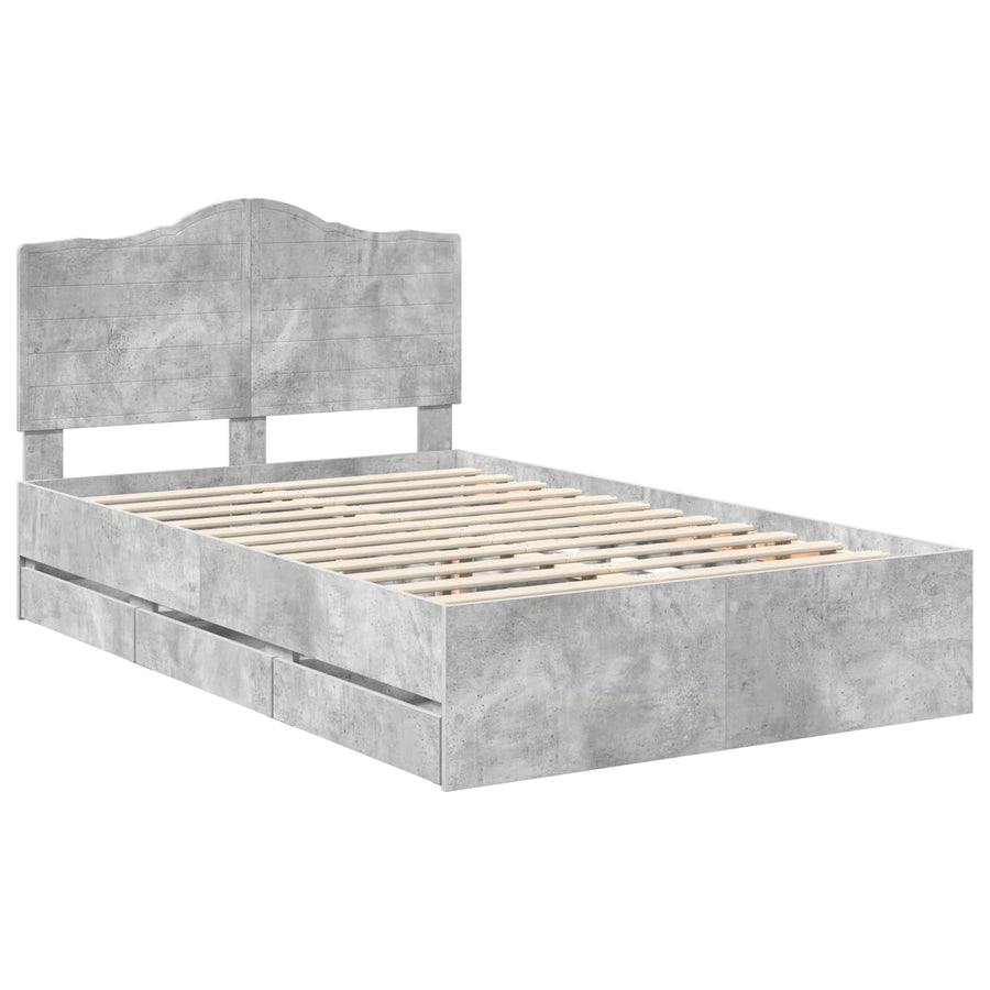 Bedframe met lade Beton Grijs 135 x 190 cm Ingenieurshout
