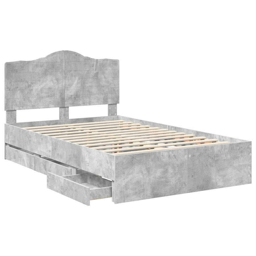Bedframe met lade Beton Grijs 135 x 190 cm Ingenieurshout