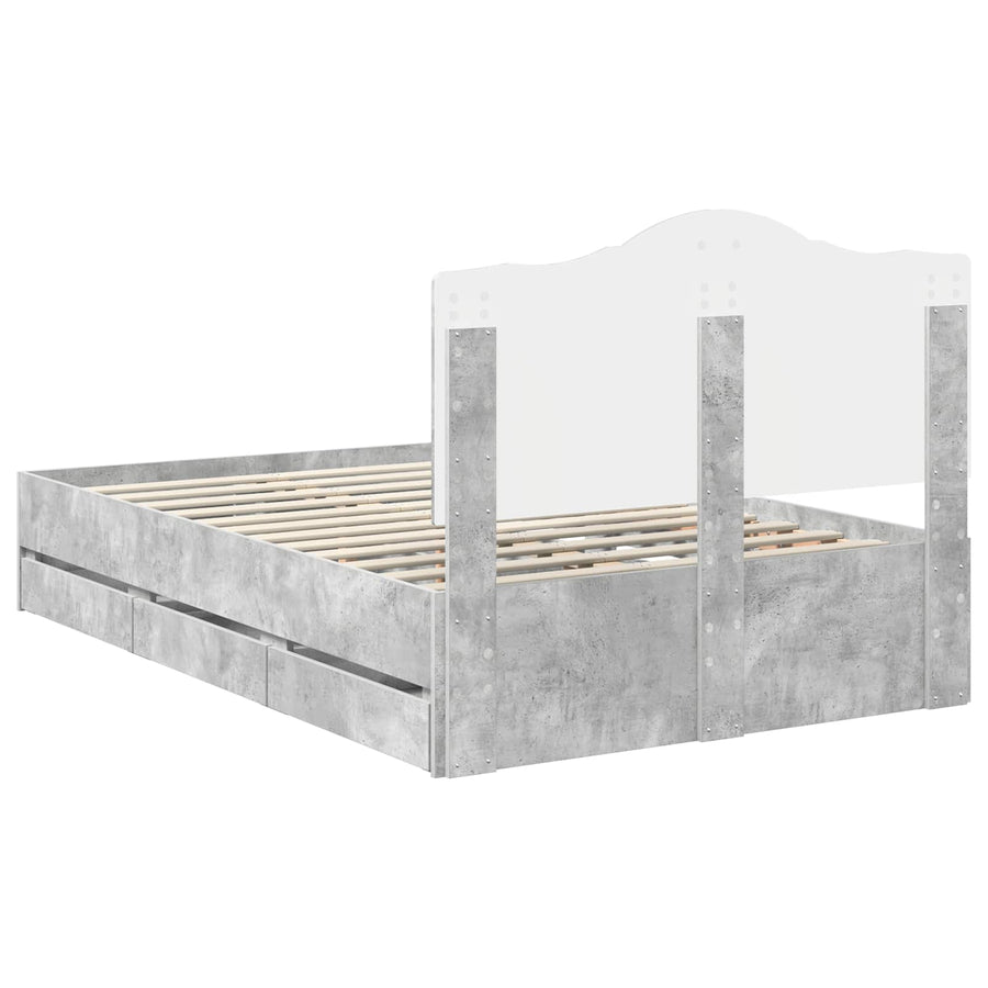 Bedframe met lade Beton Grijs 135 x 190 cm Ingenieurshout