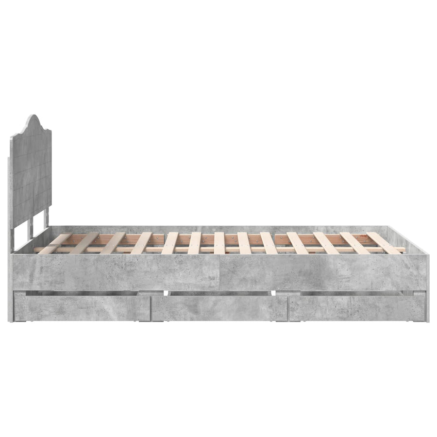Bedframe met lade Beton Grijs 135 x 190 cm Ingenieurshout