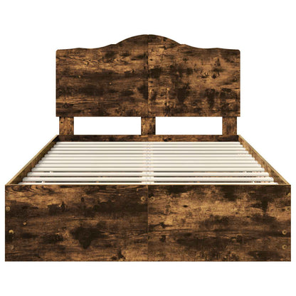 Bedframe met lade Gerookte Eik 135 x 190 cm Ingenieurshout