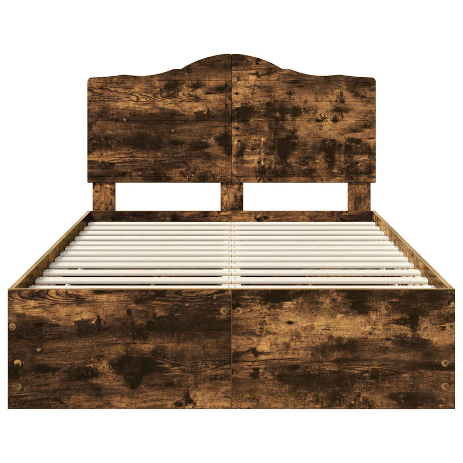 Bedframe met lade Gerookte Eik 135 x 190 cm Ingenieurshout