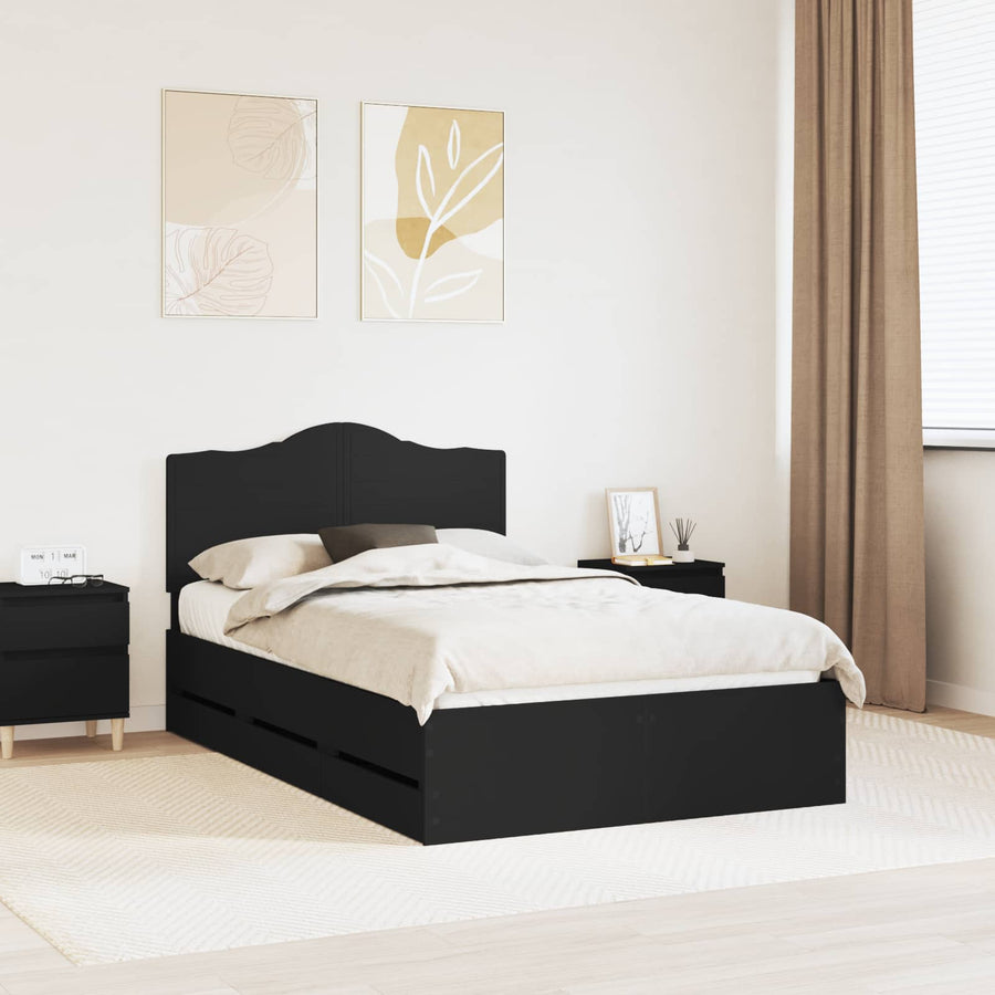 Bedframe met lade met opslag Zwart 120 x 190 cm Ingenieurshout