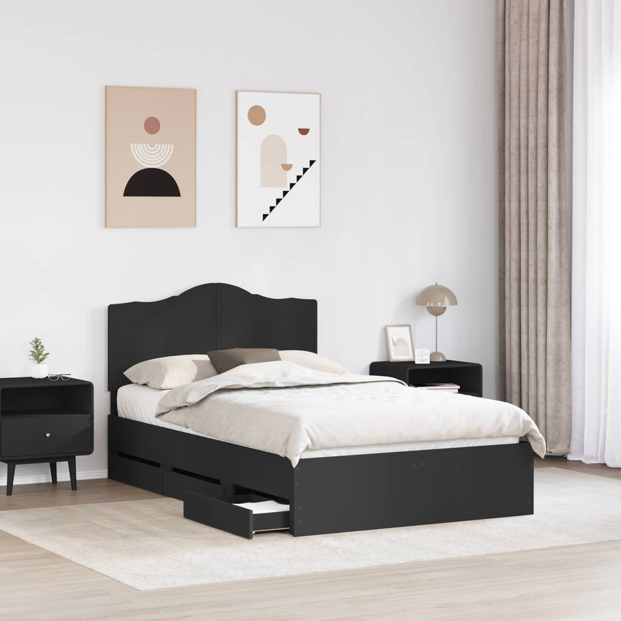 Bedframe met lade met opslag Zwart 120 x 190 cm Ingenieurshout