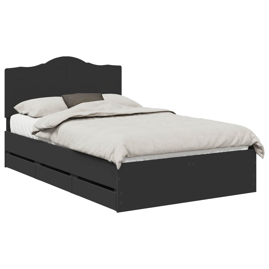 Bedframe met lade met opslag Zwart 120 x 190 cm Ingenieurshout