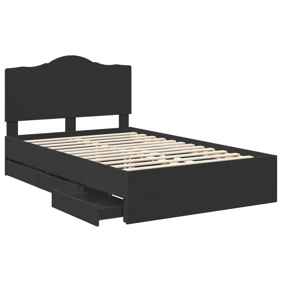 Bedframe met lade met opslag Zwart 120 x 190 cm Ingenieurshout