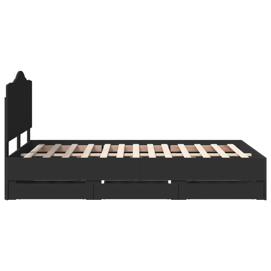 Bedframe met lade met opslag Zwart 120 x 190 cm Ingenieurshout