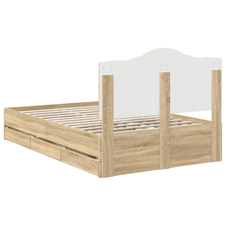 Bedframe met lade Sonoma Eiken 120 x 190 cm Ingenieurshout