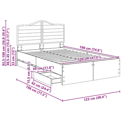 Bedframe met lade Sonoma Eiken 120 x 190 cm Ingenieurshout