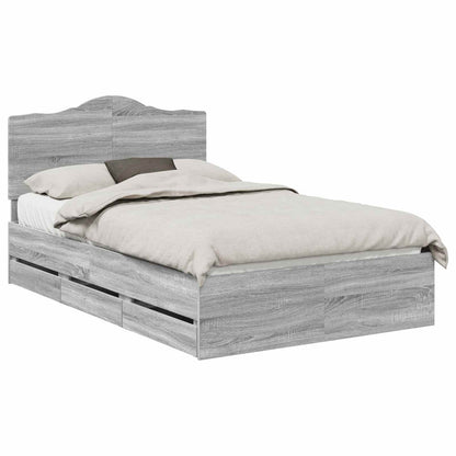 Bedframe met lade Grijze Sonoma 120 x 190 cm Ingenieurshout