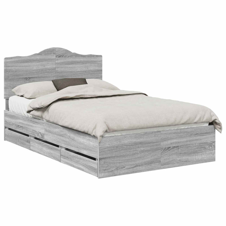 Bedframe met lade Grijze Sonoma 120 x 190 cm Ingenieurshout