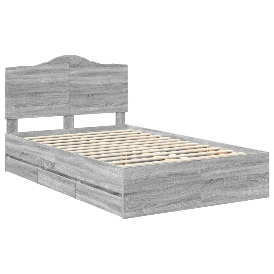 Bedframe met lade Grijze Sonoma 120 x 190 cm Ingenieurshout