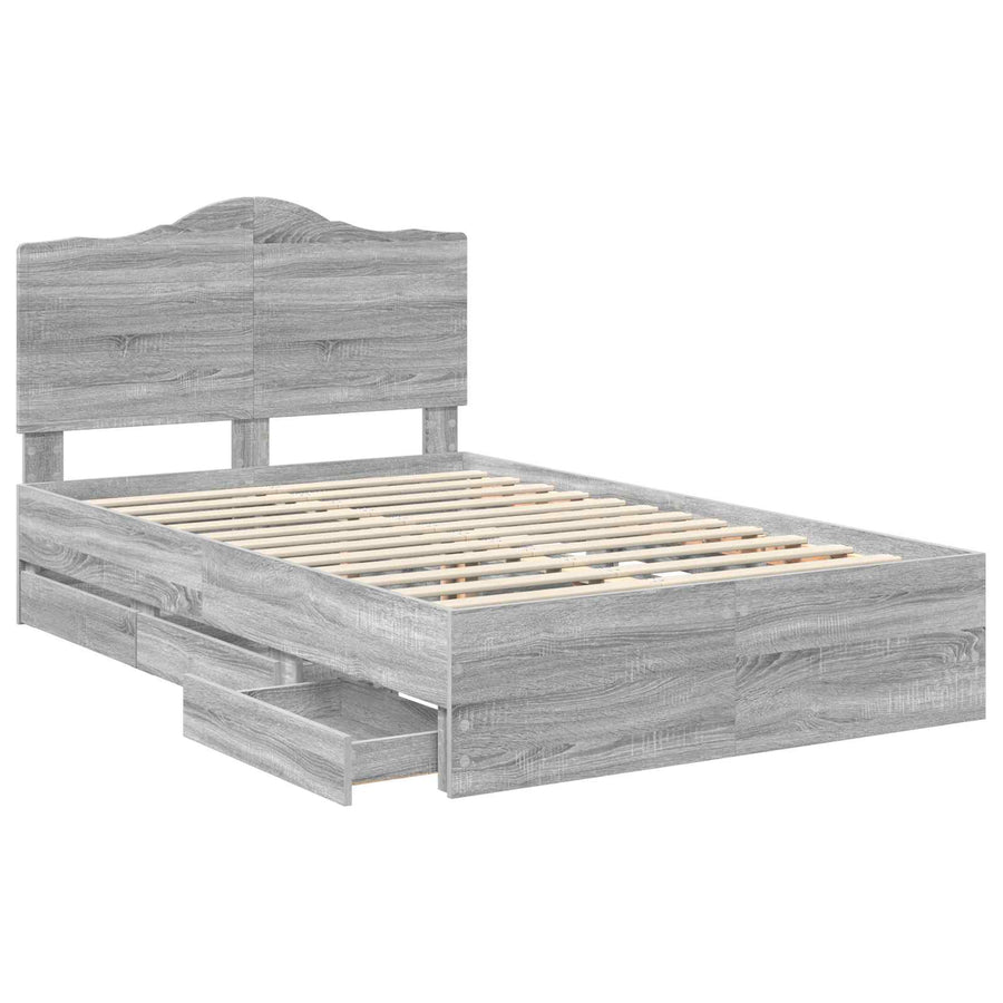 Bedframe met lade Grijze Sonoma 120 x 190 cm Ingenieurshout