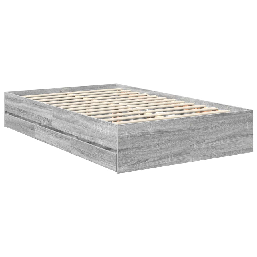 Bedframe met lade Grijze Sonoma 120 x 190 cm Ingenieurshout