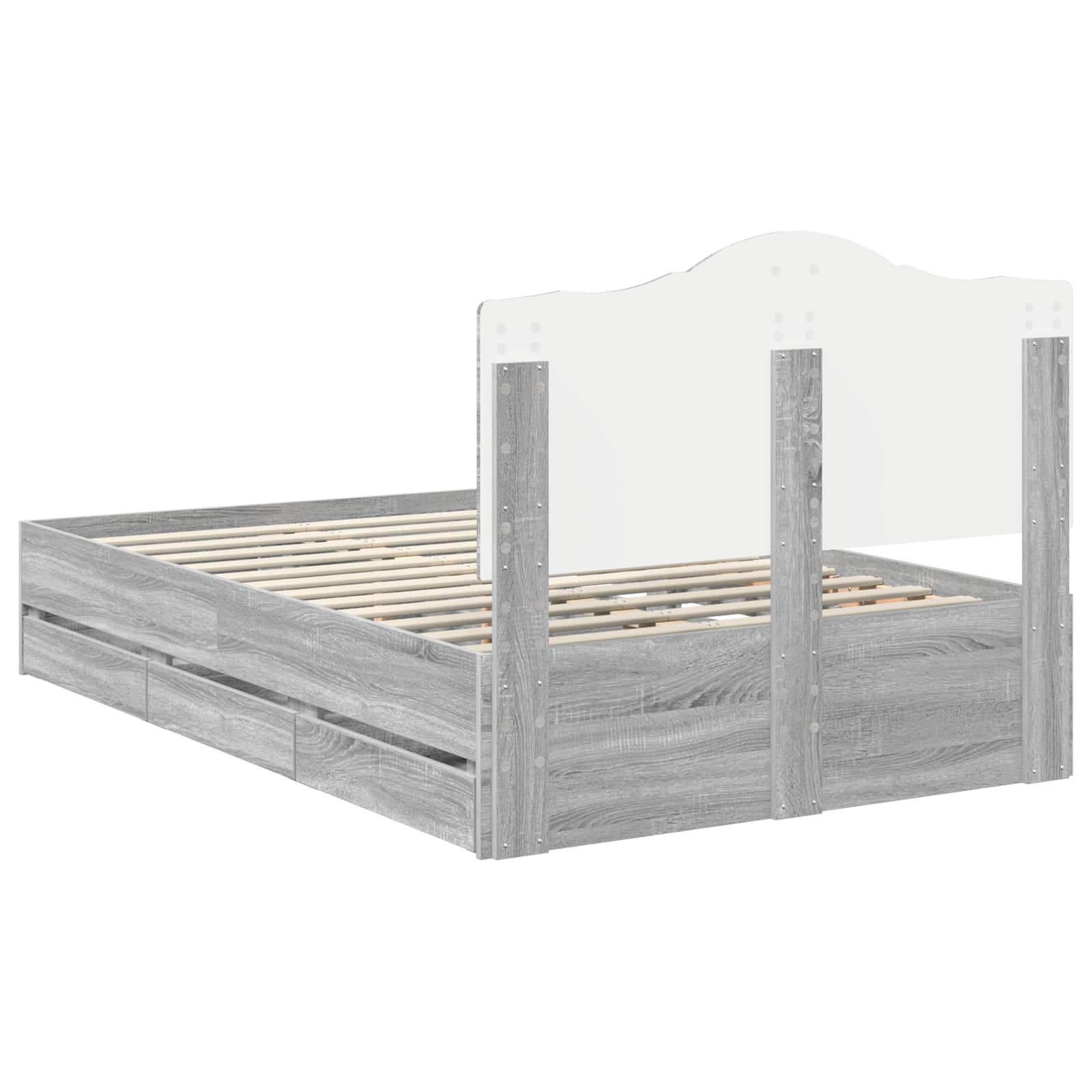 Bedframe met lade Grijze Sonoma 120 x 190 cm Ingenieurshout